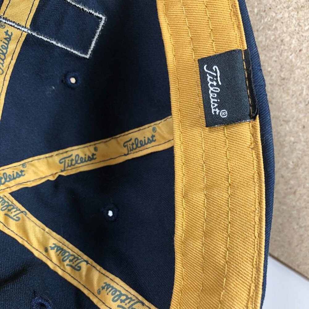 Titleist FJ Pro V1 Adjustable Hat Blue Gold Golf Strapback Cap OSFM WVU - Picture 7 of 10
